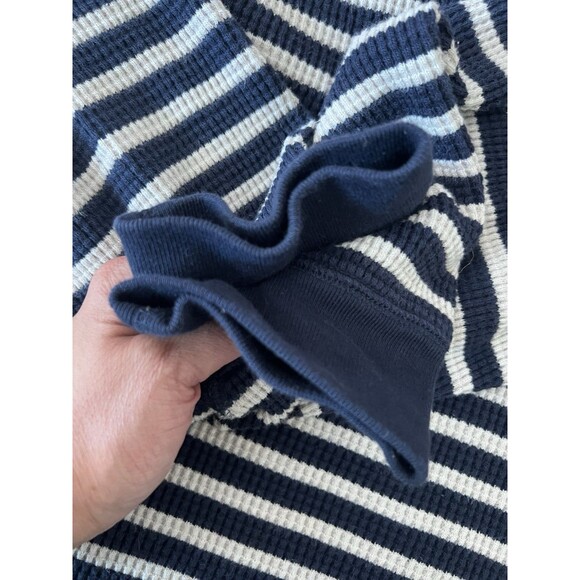 J Crew Waffle Knit Navy Stripe Sweater Relaxed Women XL Nautical Cotton - Picture 6 of 8